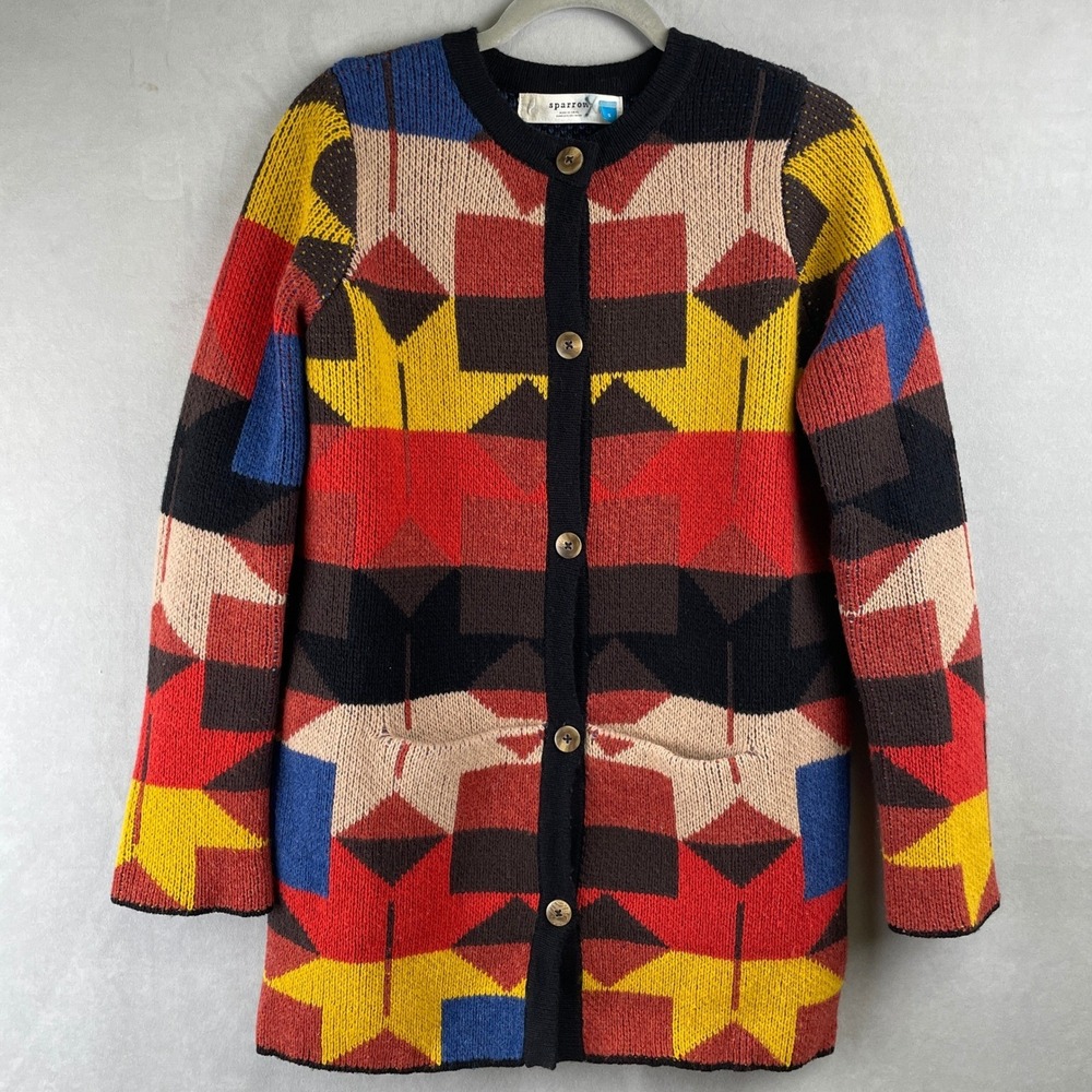 Sparrow Anthropologie Lonestar Lambswool Geometric Longline Cardigan Sweater S
